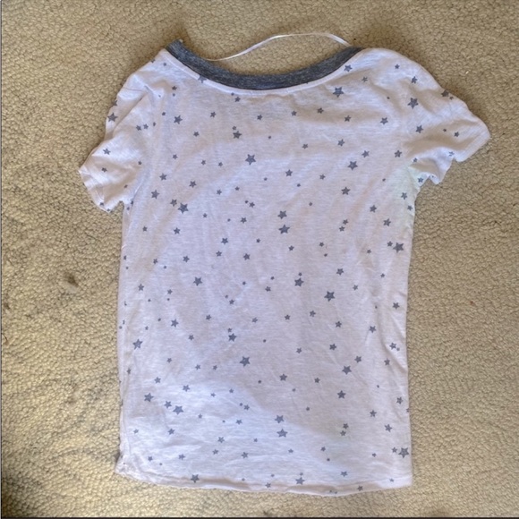 C&C CALIFORNIA White Short Sleeve Front Knot Tee Shirt W/ Gray Stars Size Small - Picture 2 of 6